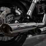 S&S Cycle SS-550-0718 Slash Cut 3.25" Slip-On Mufflers Chrome w/Slash Down End for H-D Dyna 95-09 Models w/Staggered Exhaust