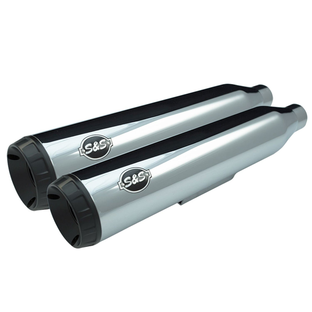 S&S Cycle SS-550-0719 Grand National Slip-On Mufflers Chrome w/Black End Cap for H-D Dyna 95-09 Models w/Staggered Exhaust