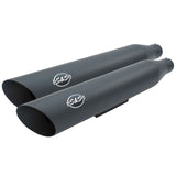 S&S Cycle SS-550-0720 Slash Cut 3.25" Slip-On Mufflers Black w/Slash Down End for H-D Dyna 95-09 Models w/Staggered Exhaust