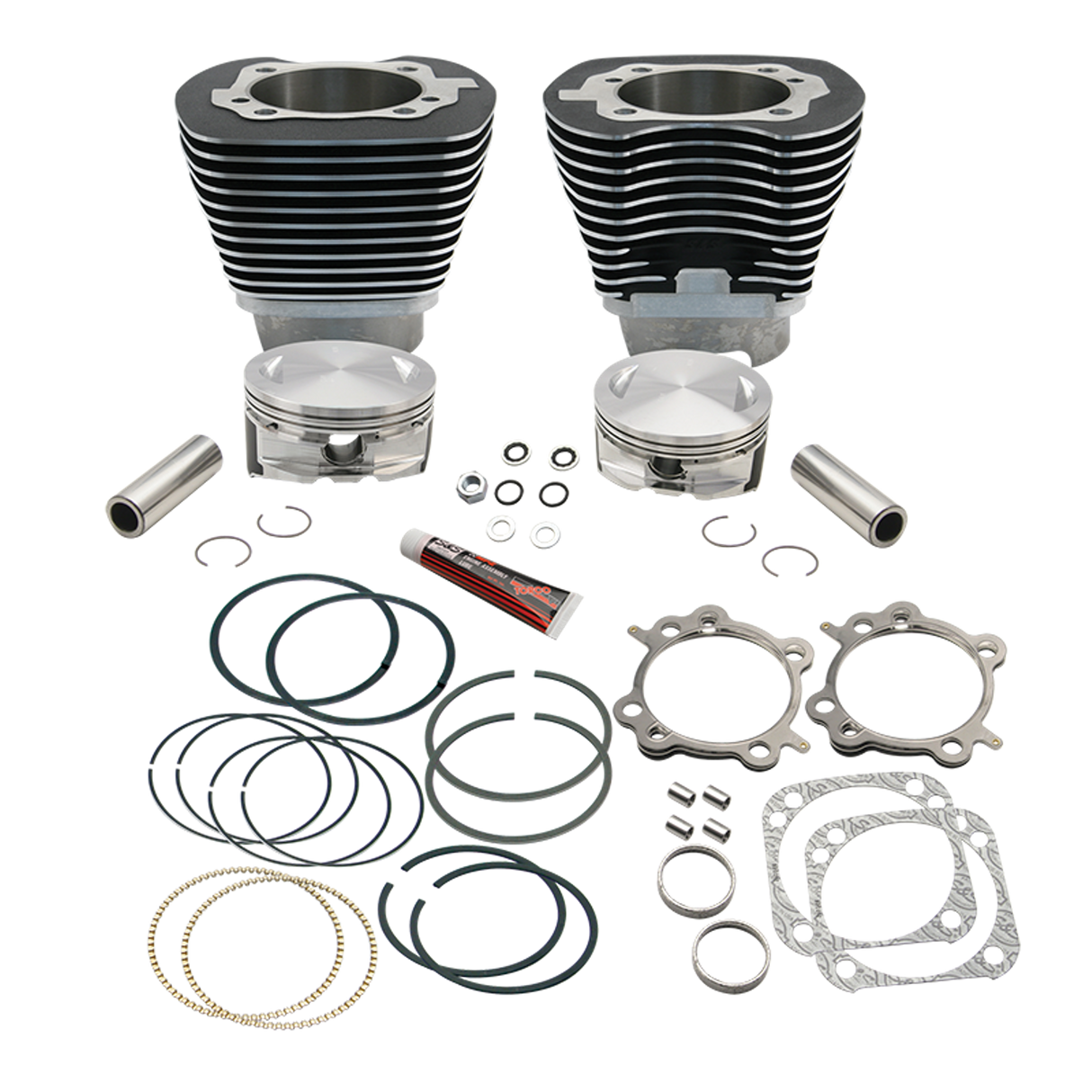 S&S Cycle SS-910-0222 4 1/8" Bore Cylinder & Pistons Kit Black Wrinkle Powder Coat Finish for 124" Hot Set Up KIt for H-D 99-06 w/89cc or 91cc Heads