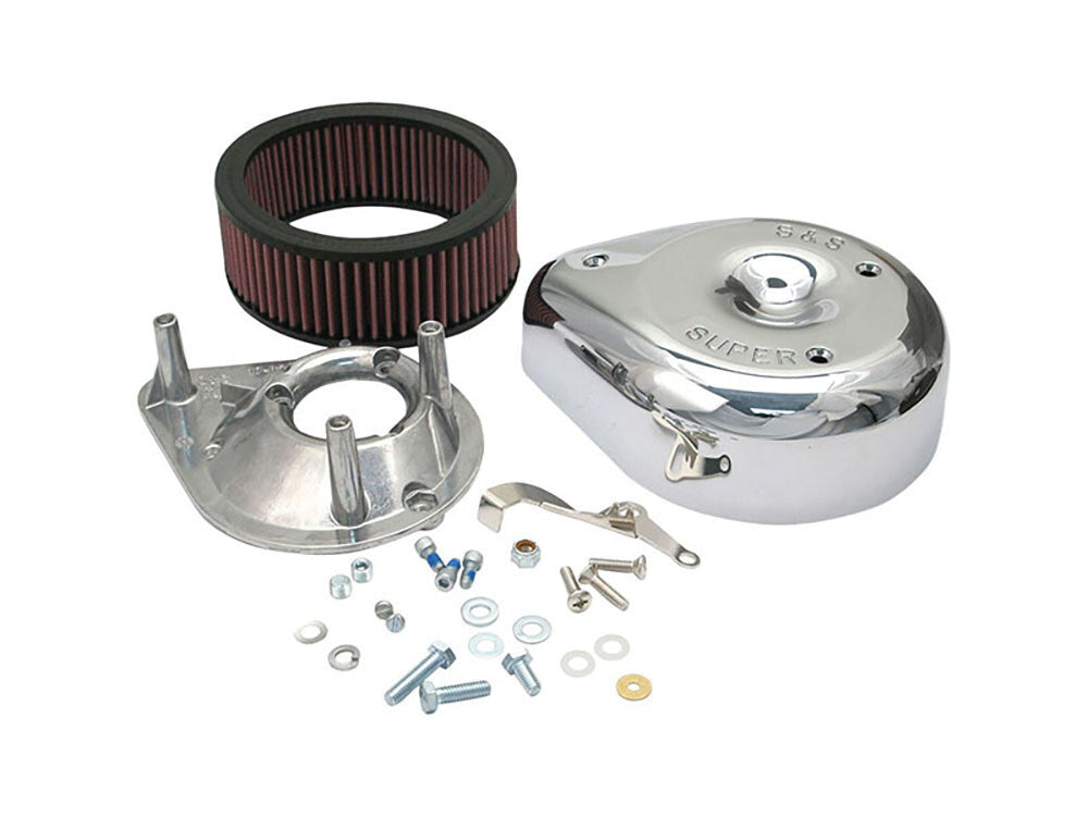 S&S Cycle SS17-0400 Teardrop Air Cleaner Kit Chrome for Big Twin 66-84/Sportster 66-85 Models w/S&S Super E/G Carburettor