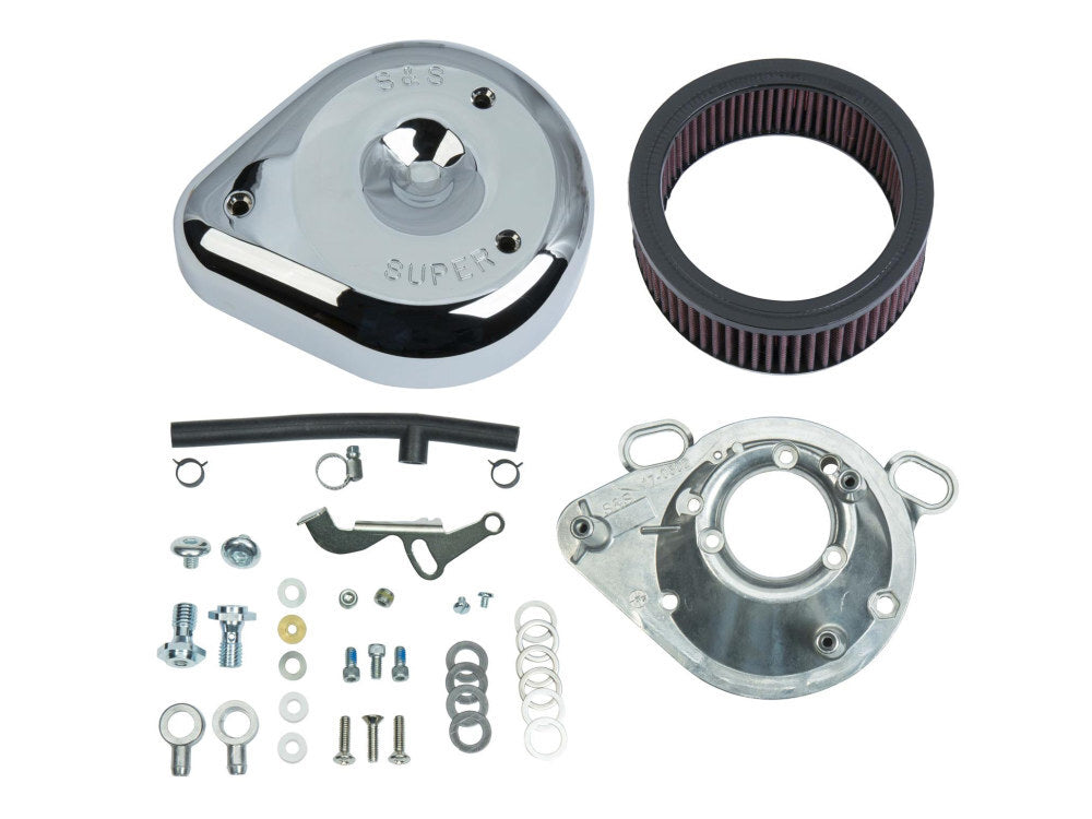 S&S Cycle SS17-0404 Teardrop Air Cleaner Kit Chrome for Big Twin 92-99/Sportster 91-03 Models w/S&S Super E/G Carburettor