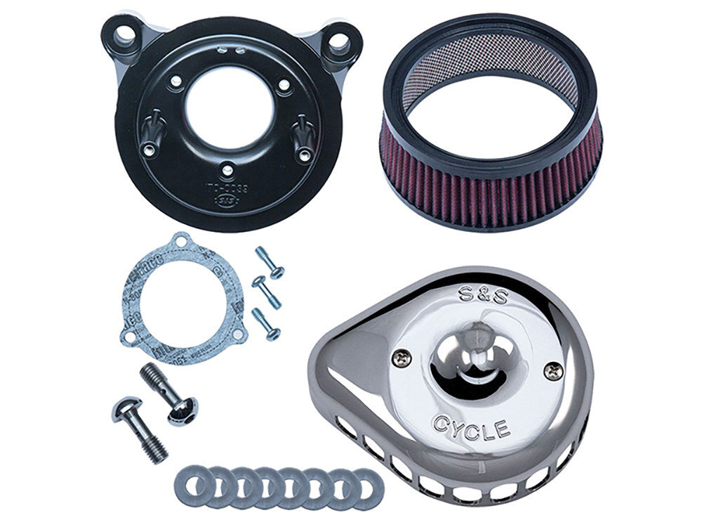 S&S Cycle SS170-0437 Mini Teardrop Air Cleaner Kit Chrome for Twin Cam 08-17 w/Throttle-by-Wire