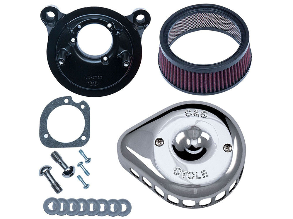 S&S Cycle SS170-0441 Mini Teardrop Air Cleaner Kit Chrome for Big Twin 93-17 w/CV Carb or Cable Operated Delphi EFI