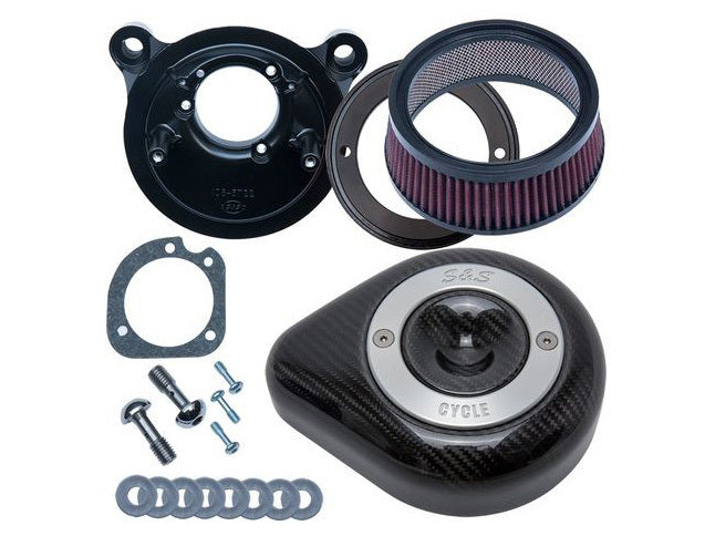 S&S Cycle SS170-0499 Stealth Teardrop Air Cleaner Kit Carbon Fiber for Twin Cam 99-17 w/Cable Operated Carburettor Throttle Body