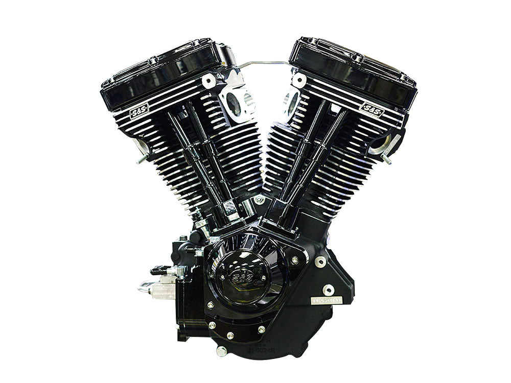 S&S Cycle SS310-1158 Black Edition V124 Long Block Engine w/o Induction/Ignition/640 Cam & Gloss Black Billet Gear Cover