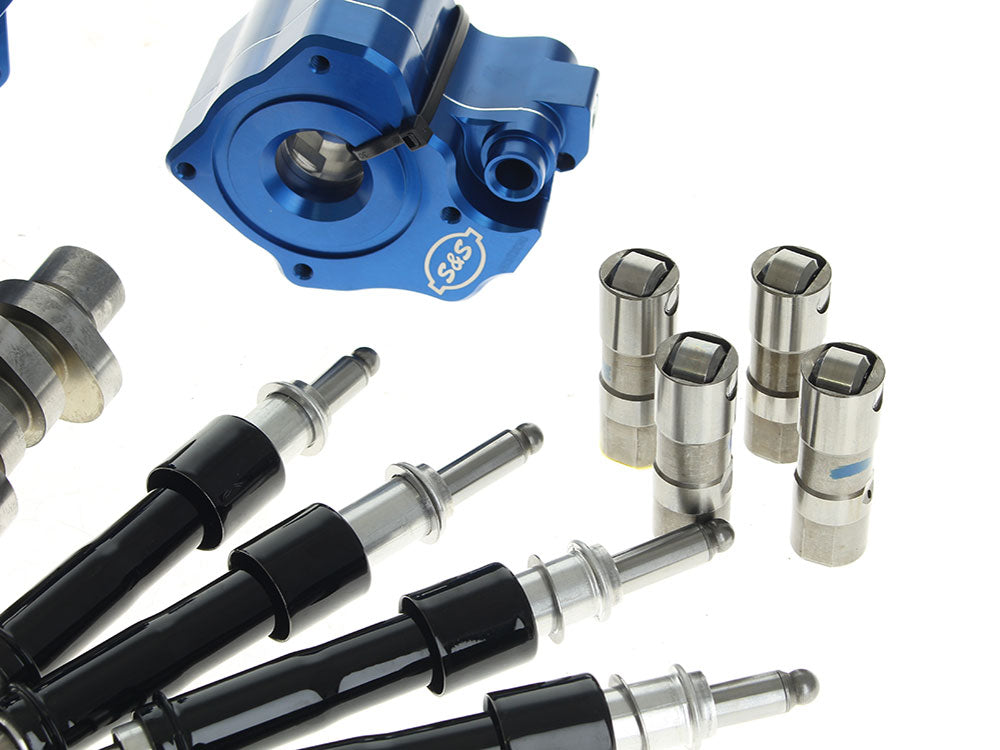 S&S Cycle SS310-1379 Cam Chest Kit w/HPT496 Chain Drive Camshaft & Black Pushrod Covers for Oil Cooled Harley-Davidson Softail 18-24/Touring 17-23 Models