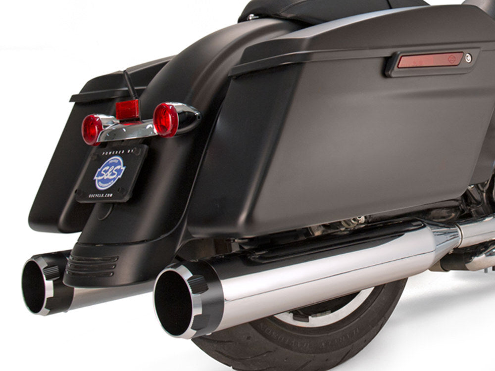 S&S Cycle SS550-0619 Mk45 4.5" Slip-On Mufflers Chrome w/Black Thruster End Caps for Touring 95-16