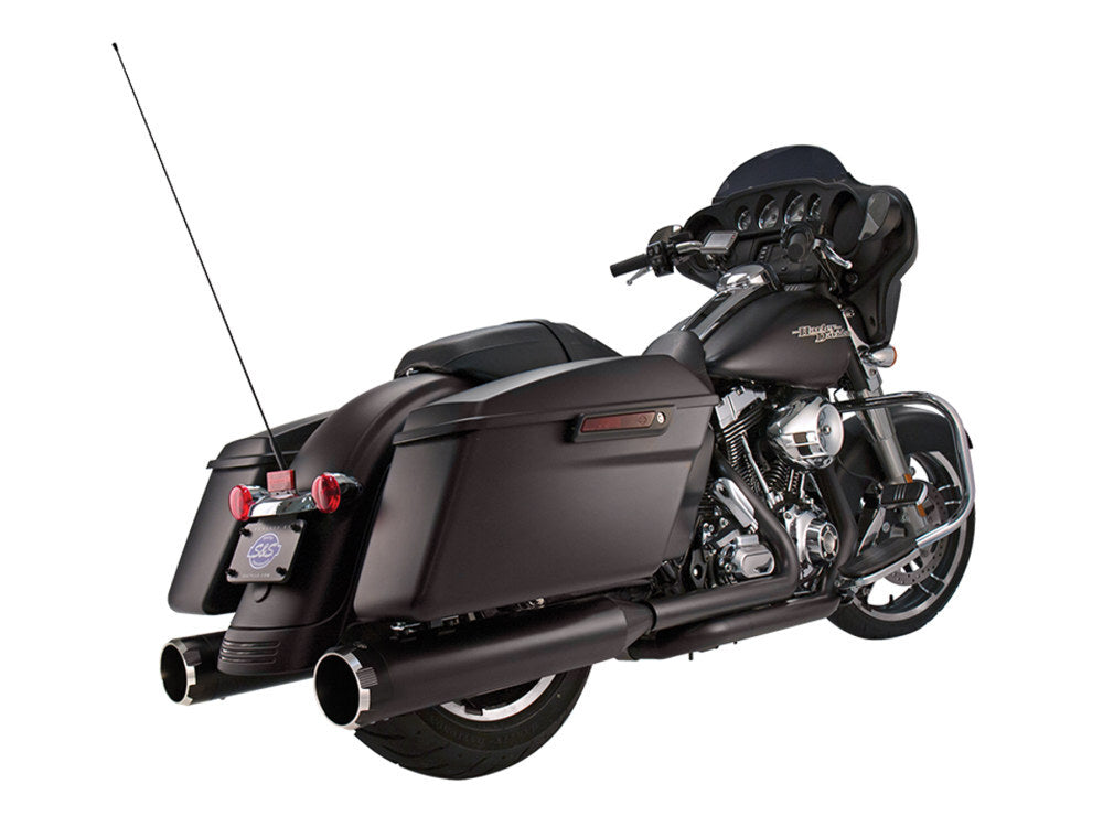 S&S Cycle SS550-0621 Mk45 4.5" Slip-On Mufflers Black w/Black Thruster End Caps for Touring 95-16