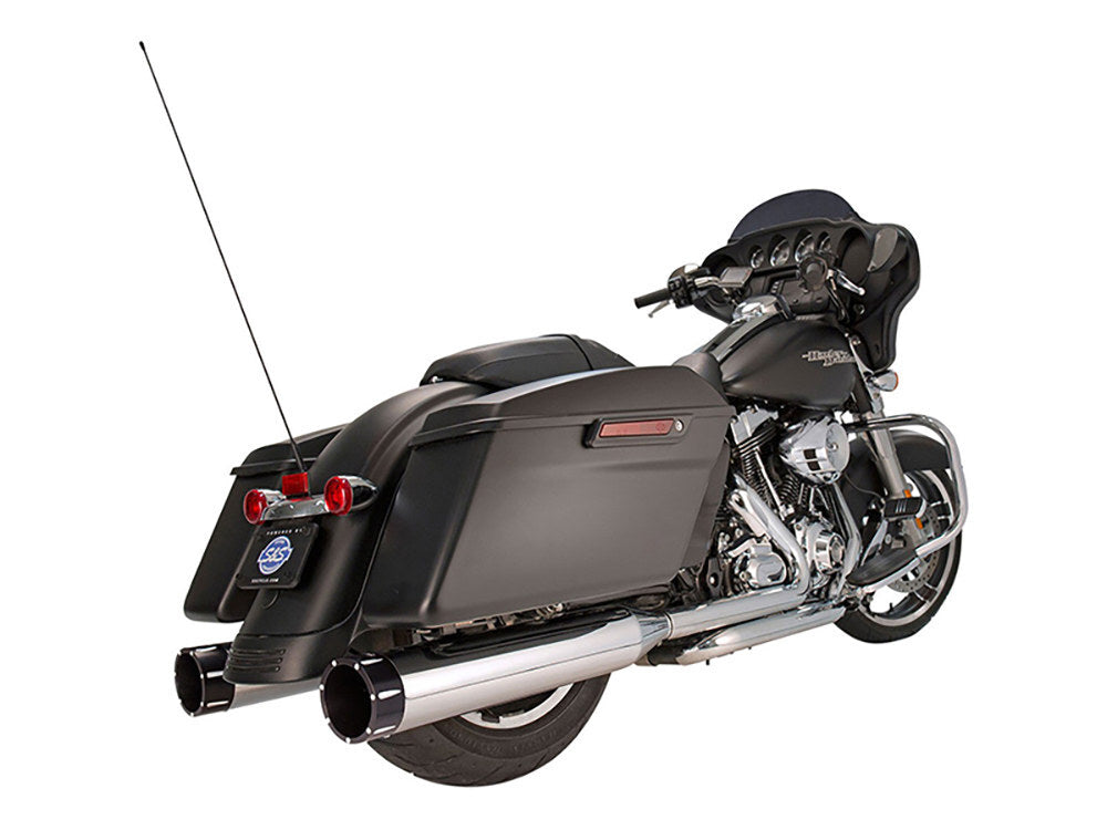 S&S Cycle SS550-0623 Mk45 4.5" Slip-On Mufflers Chrome w/Black Tracer End Caps for Touring 95-16