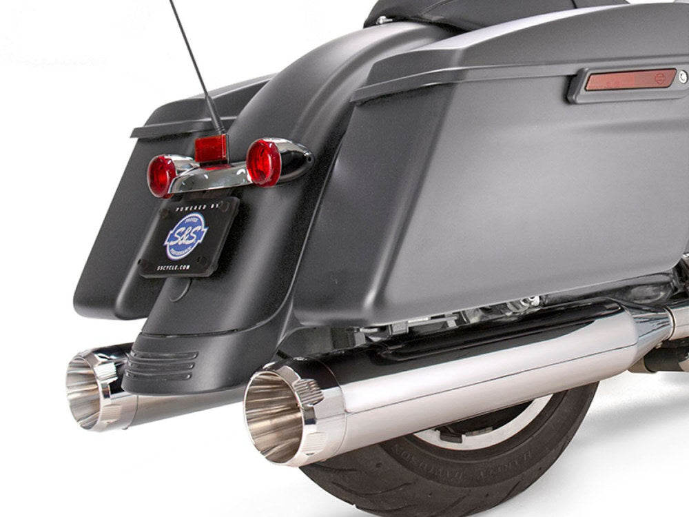 S&S Cycle SS550-0665 Mk45 4.5" Slip-On Mufflers Chrome w/Chrome Thruster End Caps for Touring 17-Up