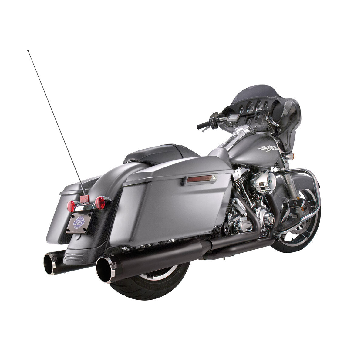 S&S Cycle SS550-0666 Mk45 4.5" Slip-On Mufflers Black w/Black Thruster End Caps for Touring 17-Up