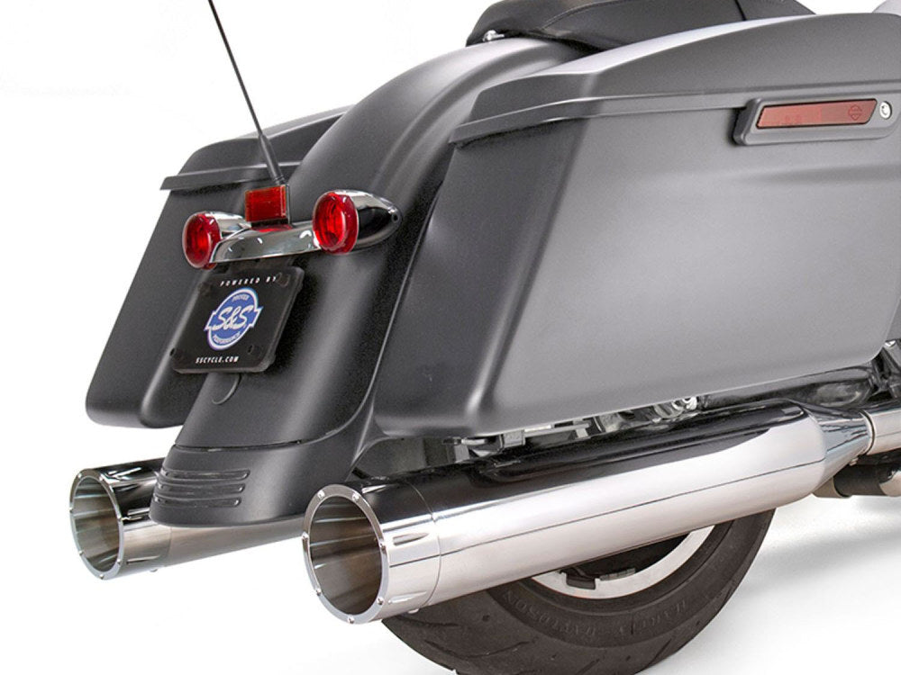 S&S Cycle SS550-0669 Mk45 4.5" Slip-On Mufflers Chrome w/Chrome Tracer End Caps for Touring 17-Up