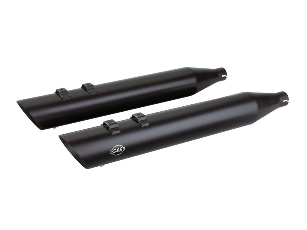 S&S Cycle SS550-0696 Grand National 4" Slash Cut Slip-On Mufflers Black for Touring 17-Up