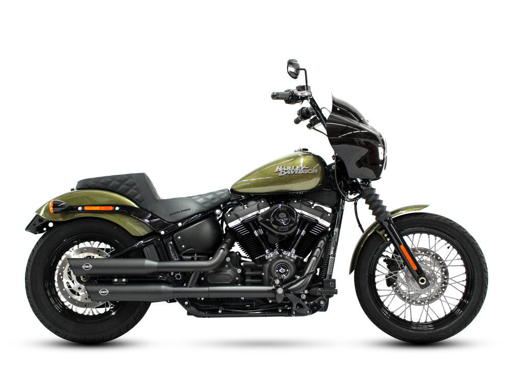 S&S Cycle SS550-0735 3.5" Slash Cut Slip-On Mufflers Black for Softail 18-Up Models/Standard 20-Up