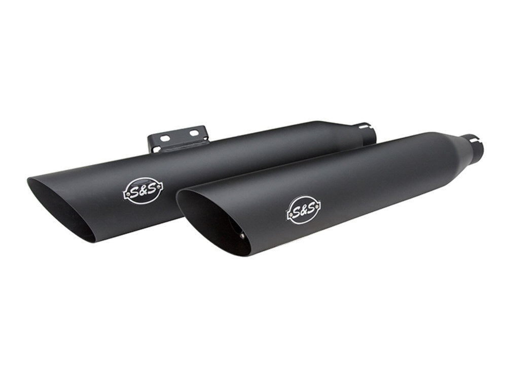 S&S Cycle SS550-0735 3.5" Slash Cut Slip-On Mufflers Black for Softail 18-Up Models/Standard 20-Up