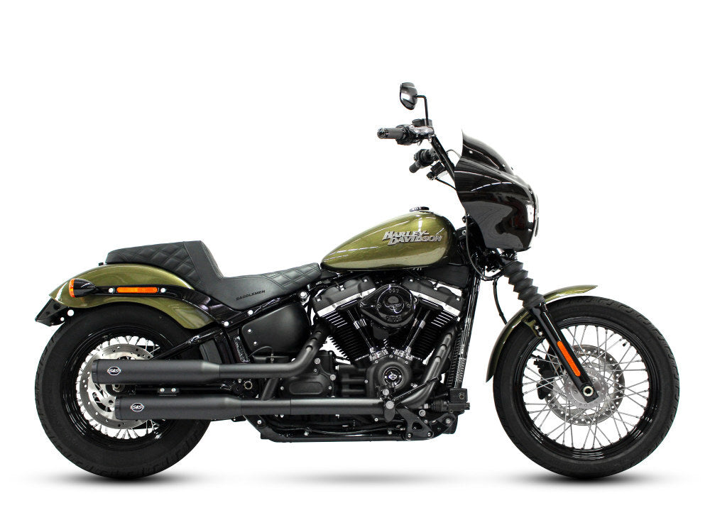 S&S Cycle SS550-0737 Grand National 3.5" Slip-On Mufflers Black w/Black End Caps for Softail 18-Up Models/Standard 20-Up