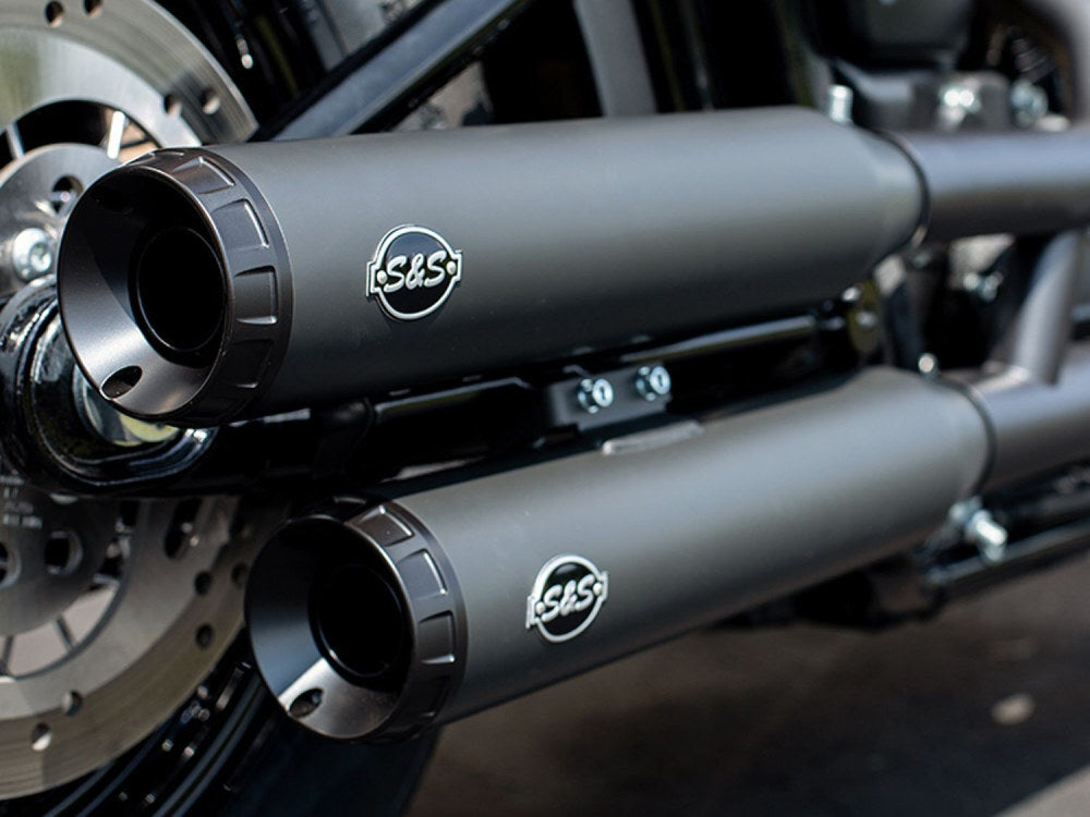 sss satti mouse flower muffler【black】 S&S Cycle 550-0737 Black Grand National Slip-On Mufflers 18