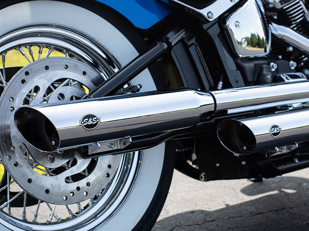 S&S Cycle SS550-0739 3.5" Slash Cut Slip-On Mufflers Chrome for Softail Deluxe/Heritage Softail Classic 18-Up