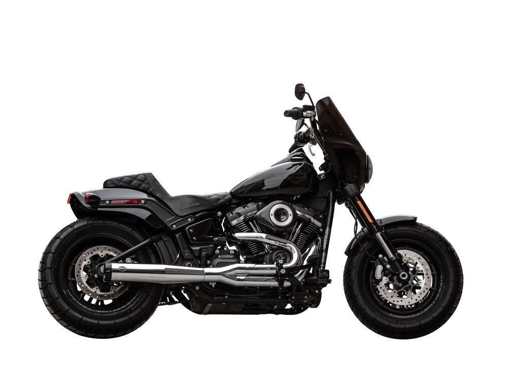 S&S Cycle SS550-0790 SuperStreet 2-1 Exhaust Chrome w/Black End Cap for Softail 18-Up Non-240 Rear Tyre Models