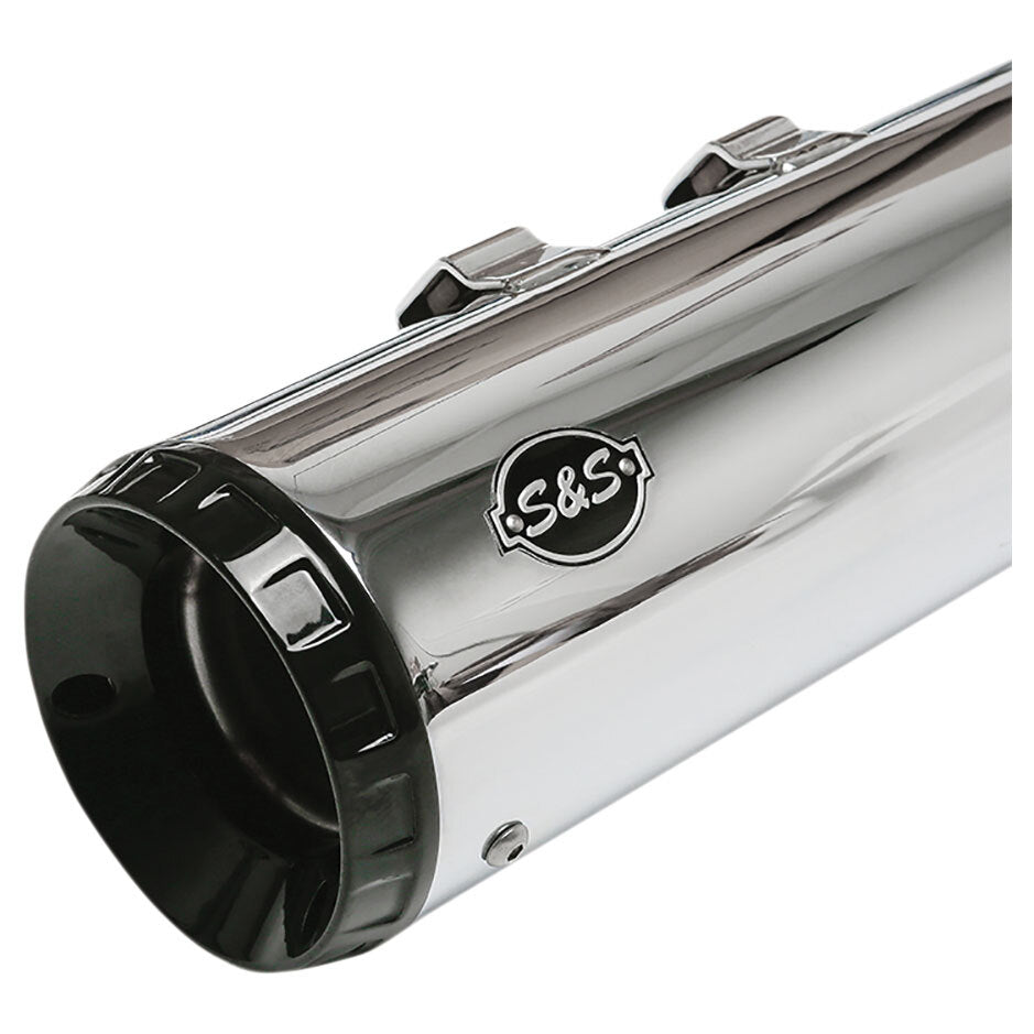 S&S Cycle SS550-0991 GNX 4.5" Slip-On Mufflers Chrome w/Black End Caps for Touring 17-Up