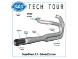 S&S Cycle SS550-0996B SuperStreet 2-1 Exhaust Stainless Steel w/Black End Cap for Softail 18-Up Non-240 Rear Tyre Models