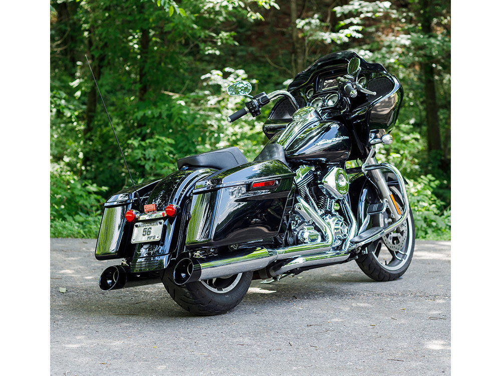 S&S Cycle SS550-1017 Mk45 4.5" Slip-On Mufflers Chrome w/Black Cutlass End Caps for Touring 95-16