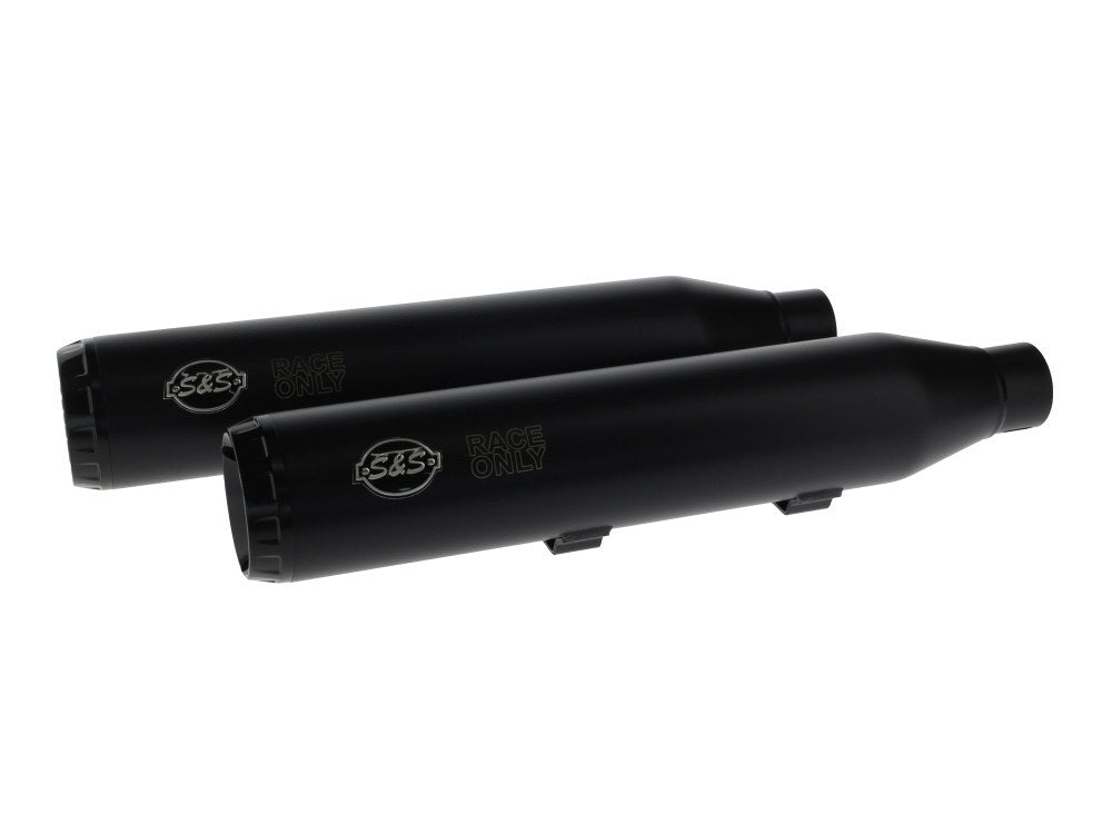 S&S Cycle SS550-1033 3.5" Slip-On Mufflers Black w/Black End Caps for Sportster 14-21