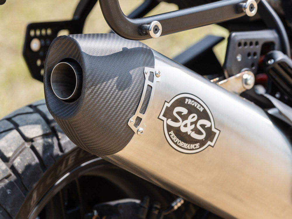 S&S Cycle SS550-1080 Slip On Muffler w/Carbon Fibre End Cap Stainless for Pan America 21-Up