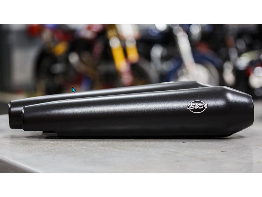 S&S Cycle SS550-1101 Tapered Cone Slip-On Mufflers Black for Royal Enfield 650 Twins 19-Up