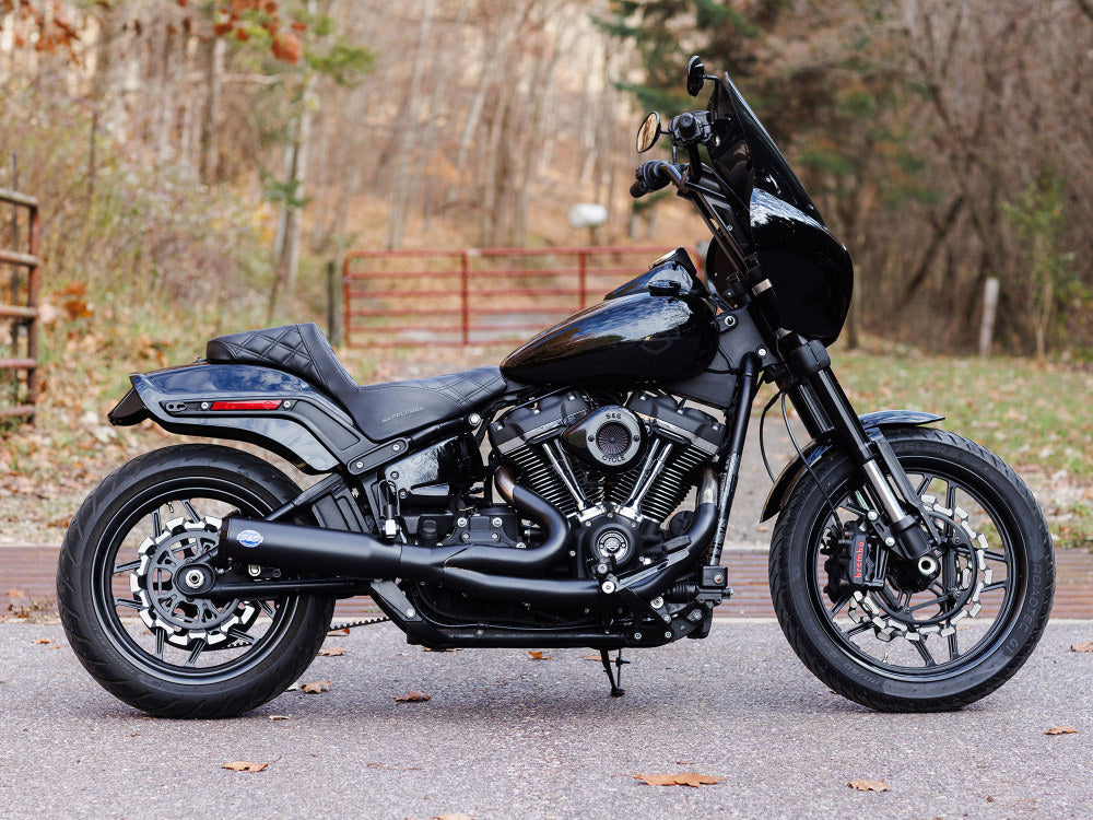 S&S Cycle SS550-1106 Qualifier 2-1 Exhaust Black w/Black End Cap for Softail 18-Up Non-240 Rear Tyre Models