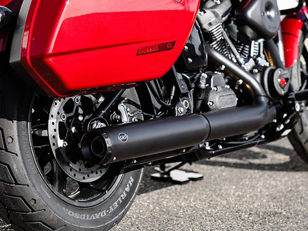 S&S Cycle SS550-1159 Grand National 4" Slip-On Muffler Black w/Black End Cap for Harley-Davidson Softail Street Bob/Low Rider S/Low Rider ST/Heritage 25-Up