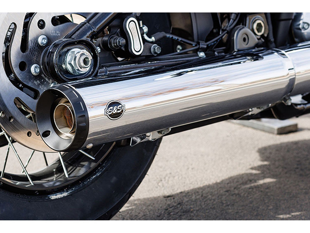 S&S Cycle SS550-1160 Grand National 4" Slip-On Muffler Chrome w/Black End Cap for Harley-Davidson Softail Street Bob/Low Rider S/Low Rider ST/Heritage 25-Up
