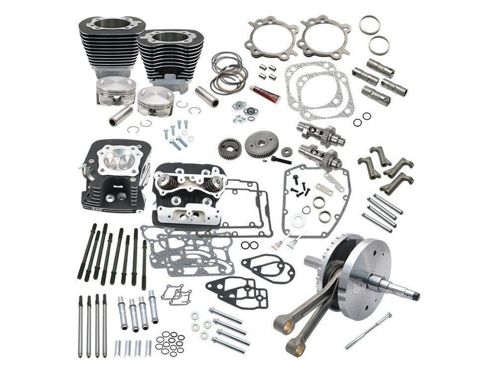 S&S Cycle SS900-0568 124ci Hot Set Up Kit w/91cc S&S Cylinder Heads Black for Dyna 06-17/Touring 07-16 Models