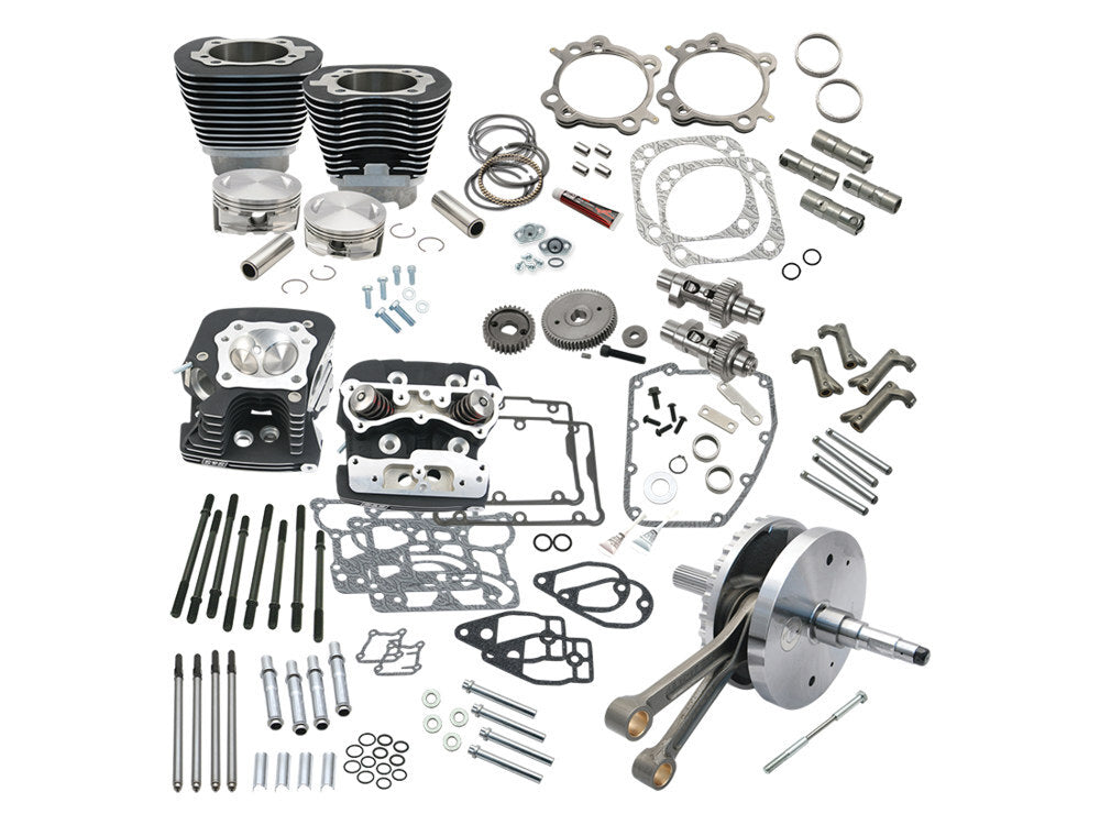 S&S Cycle SS900-0569 124ci Hot Set Up Kit w/91cc S&S Cylinder Heads Black for Twin Cam Softail 07-17