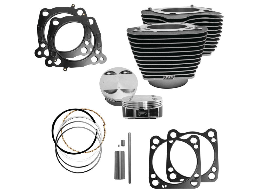 S&S Cycle SS910-0684 128ci Big Bore Kit Black w/Highlighted Fins for Milwaukee-Eight Touring 17-Up/Softail 18-Up w/114ci Engine