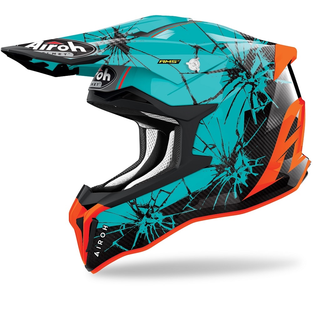 Airoh Strycker Crack Gloss Turquoise/Black/Orange Helmet