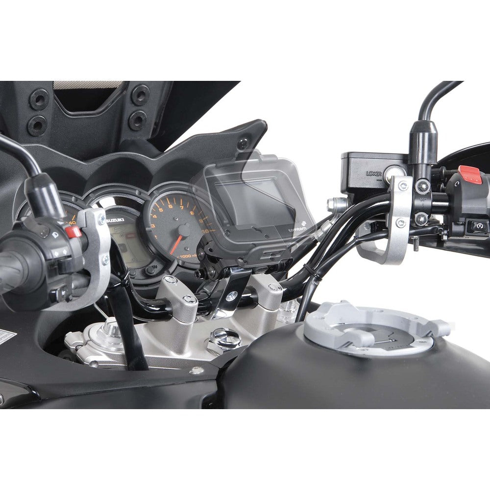SW-Motech SW-GPS0030810201-S Vibration-Damped GPS Mount Silver with Handlebar Clamp for 28mm Handlebar