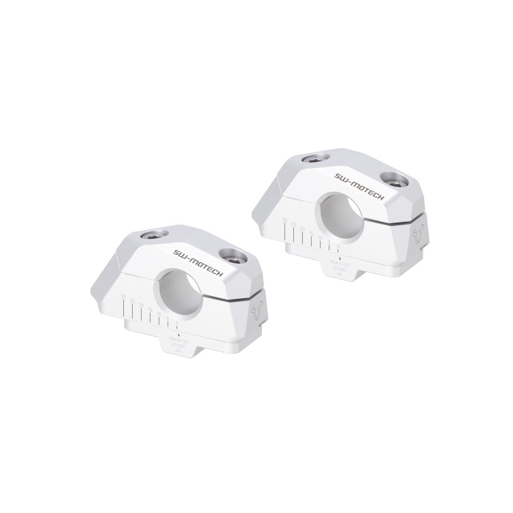 SW-Motech SW-LEH0003930000-S 25mm Bar Back Riser Silver for 22mm Handlebars (with variable postion 5/10/15/20/25/30mm increments)