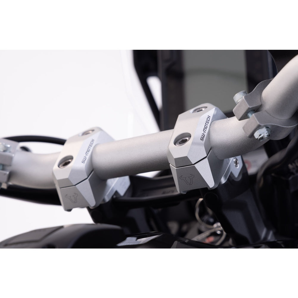 SW-Motech SW-LEH0003931000-S 28mm Bar Back Riser Silver for 28mm Handlebars (with variable postion 5/10/15/20/25/30mm increments)