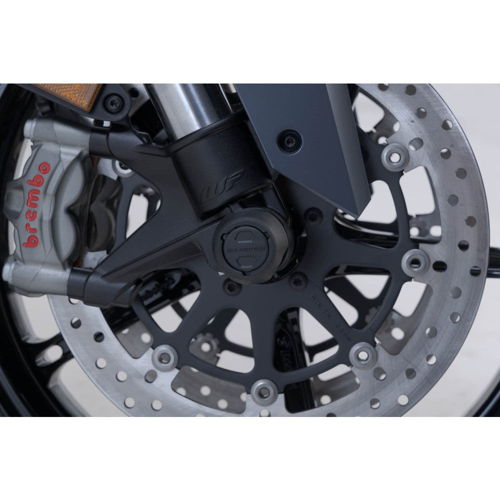 SW-Motech SW-STP0417610501-B Front Axle Slider Set Black for CF Moto 800MT 21-Up/KTM 790 Duke/890 Duke/990 SM R/T/1290 Super Duke/1390 Super Duke Models