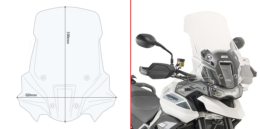 Givi D6415ST Clear Windshield 59 x 52cm for Triumph Tiger 900 20-23 [INTERNAL]