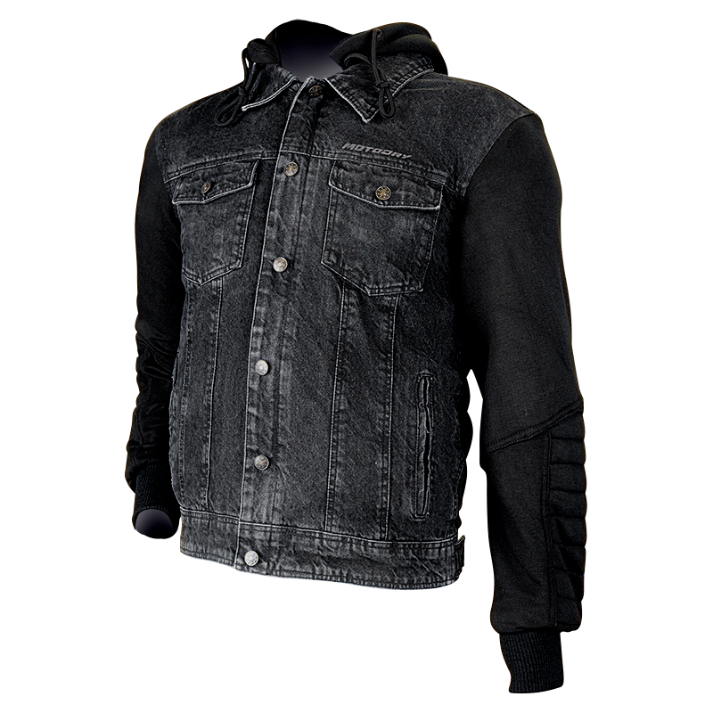 MotoDry Stone Denim Black Textile Hoodie Jacket