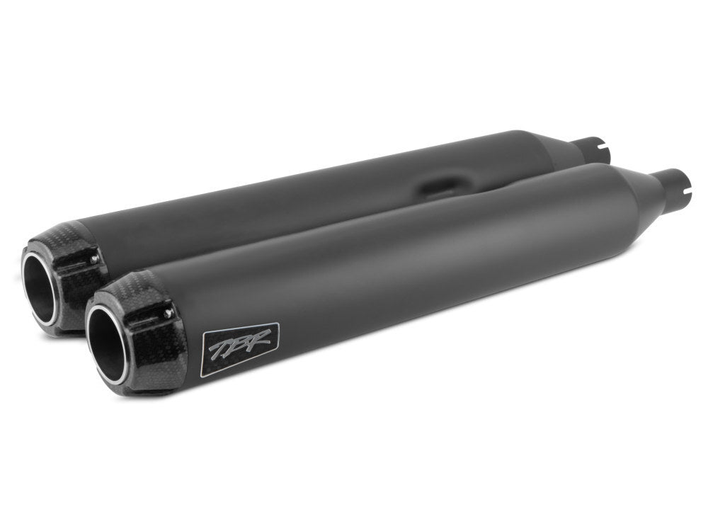 Two Brothers Racing TBR-005-4550499D-BLK 4" Slip-On Mufflers Black w/Carbon Fiber End Caps for Touring 17-Up