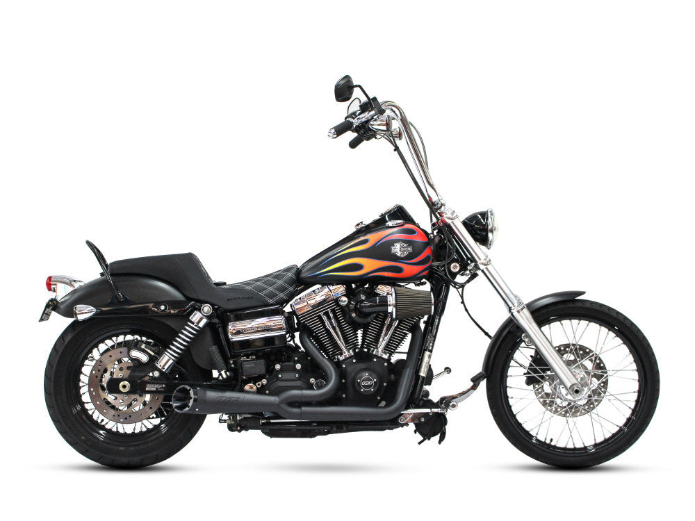 Two Brothers Racing TBR-005-5130199-BLK Shorty Turnout 2-1 Exhaust System Black w/Black End Cap for Dyna 06-17