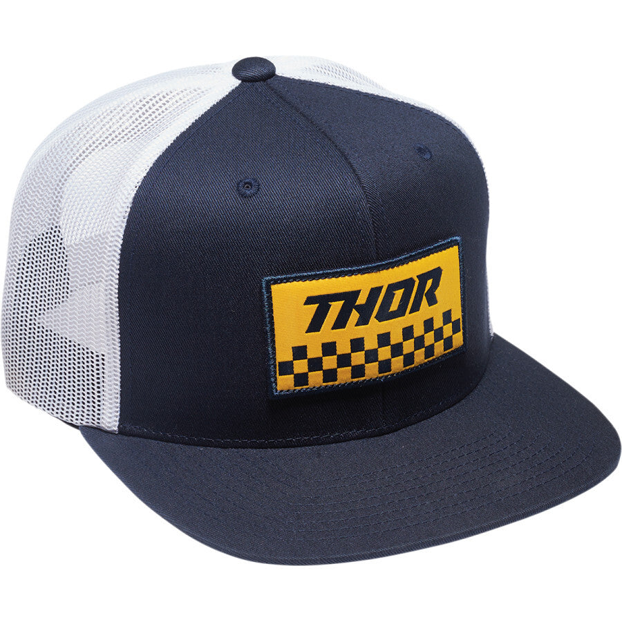 Thor Checkers Snapback Hat Navy/White