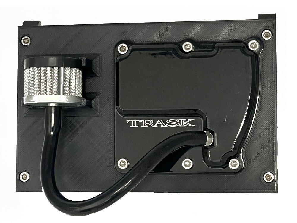 Trask Performance TP-TM-2041BK CheckM8 Vented Transmission Top Cover Black for Milwaukee-Eight Touring 17-Up/Softail 18-Up