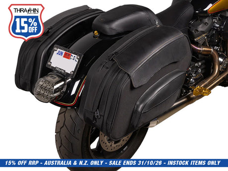Thrashin Supply TS-TSB-0024 Sport Saddlebags Quick Detach for Harley-Davidson Dyna 96-17/Low Rider/Low Rider S/Street Bob/Fat Bob/Fat Boy/Softail Standard 18-Up