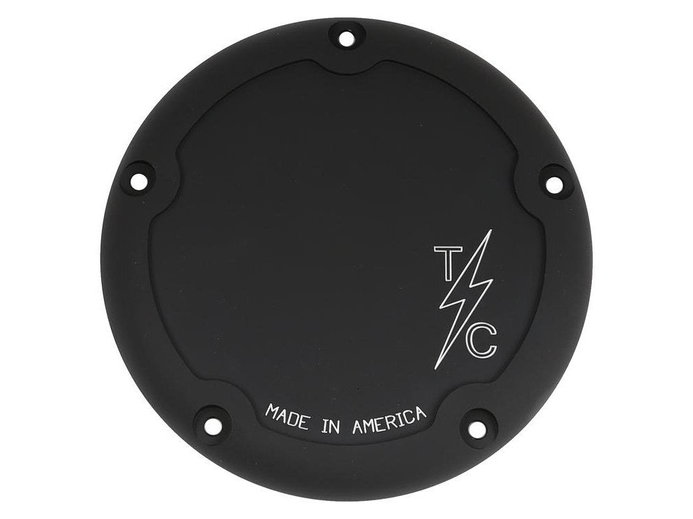 Thrashin Supply TS-TSC-3013-4 5-Hole Dished Billet Derby Cover Black for M8 Softail 19-Up