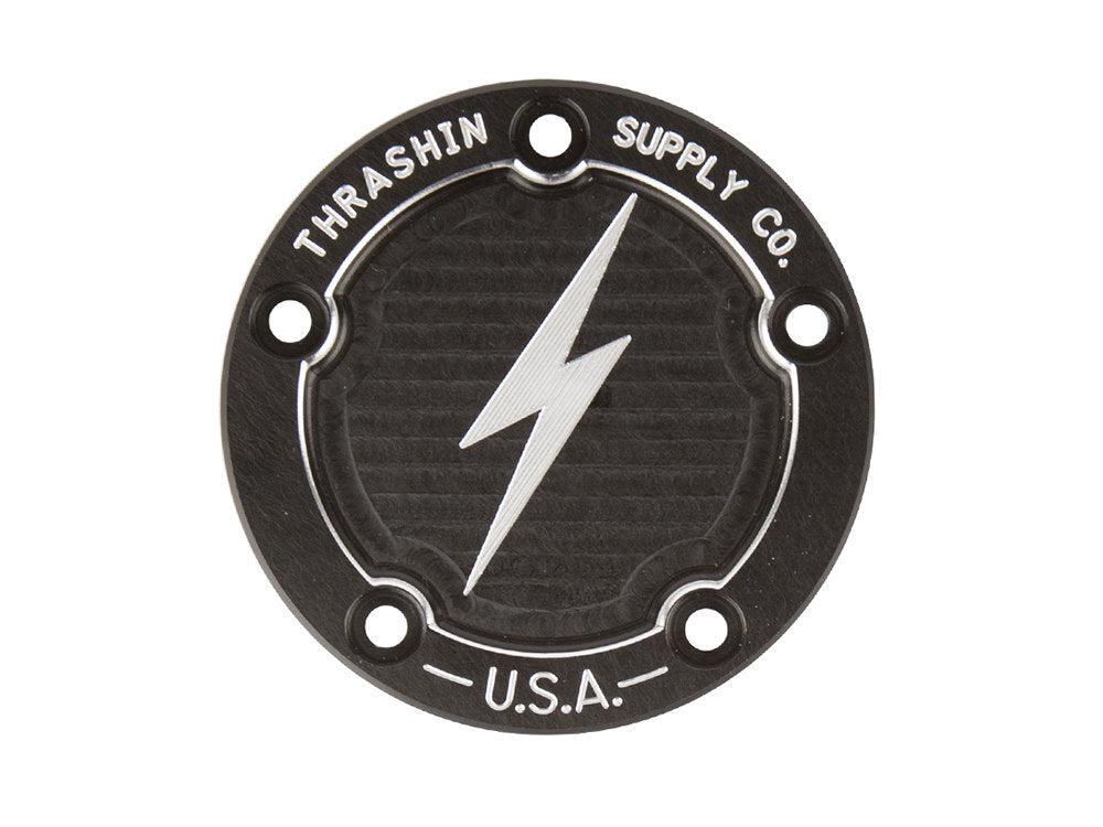 Thrashin Supply TS-TSC-3026-4 Dished Points Cover Black for Twin Cam 99-17